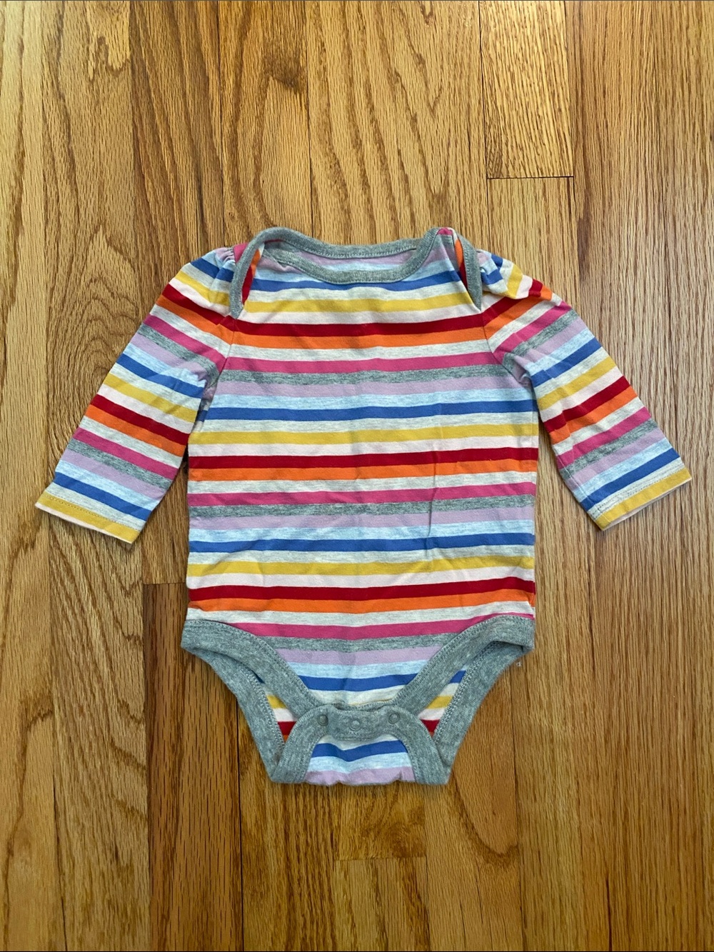 GAP Long-Sleeve Striped Baby One-Piece in Red, Yellow, Blue, Pink, Gray
